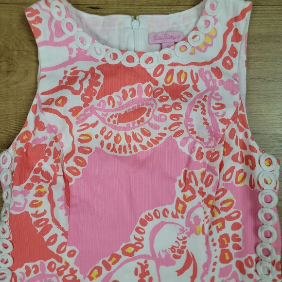 Lilly Pulitzer Mila Shift Hot Coral Trunk In Love Dress - Picture 6 of 10